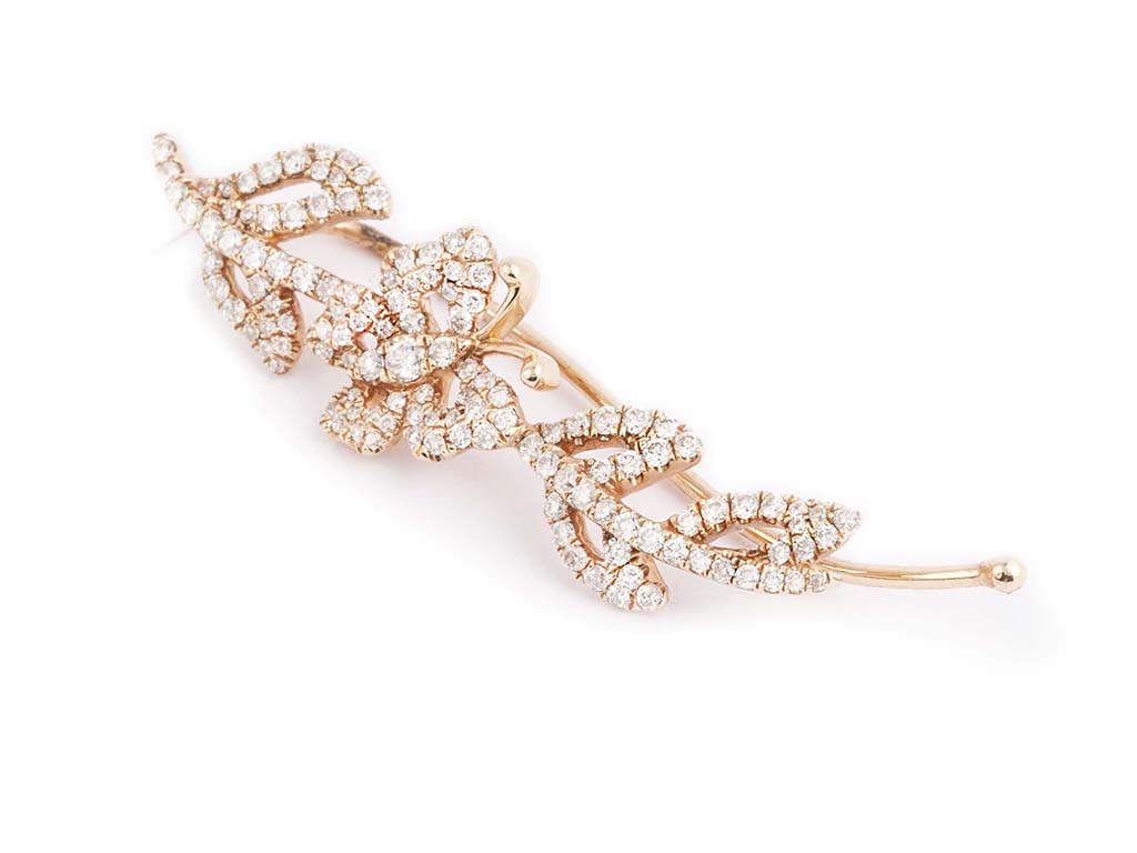 RG Single Earring With Butterfly & Leaves G 7.03g D 1,12ct