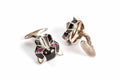Cufflinks Tiger Face Black & Red Enamel