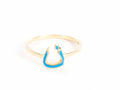 Ring Mina Yellow Gold Letter "N" Light Blue Enamel