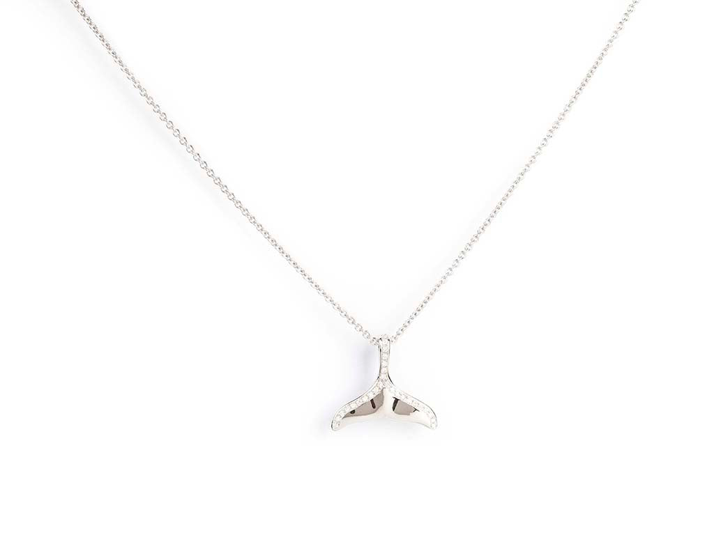 White Gold Fishtail With Diamonds Necklace