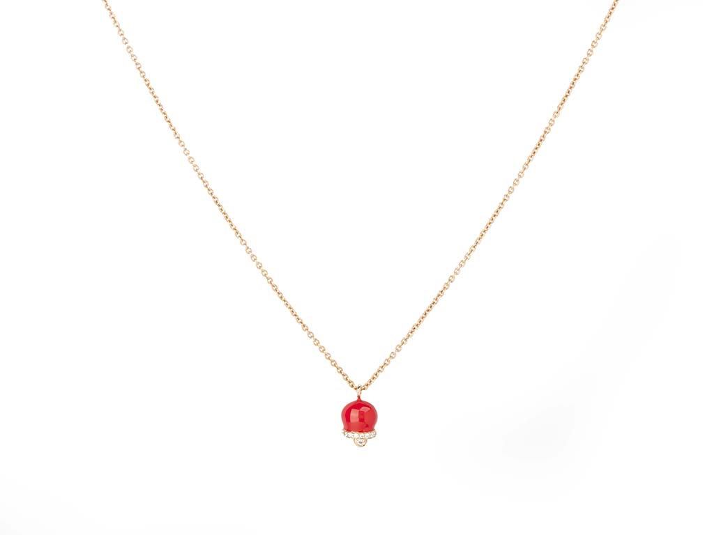 Rose Gold Necklace with Red Stone