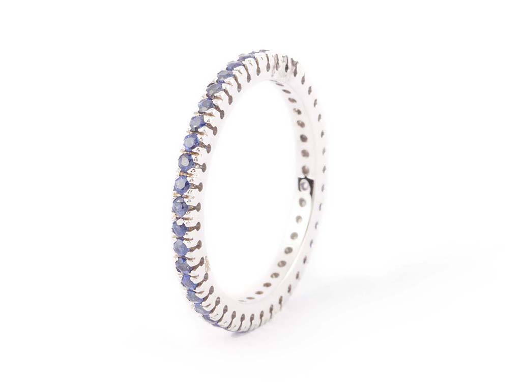 White Gold Diamond Band Ring With Zaffiri.