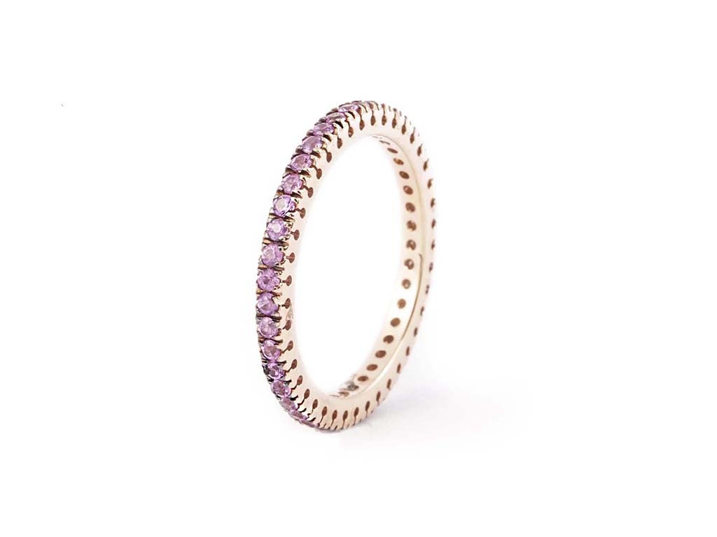 Pink Gold Band Ring With Pink Zaffiri