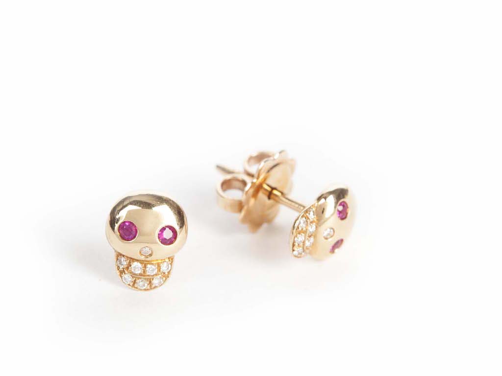 Rose Gold Small Skull Earrings