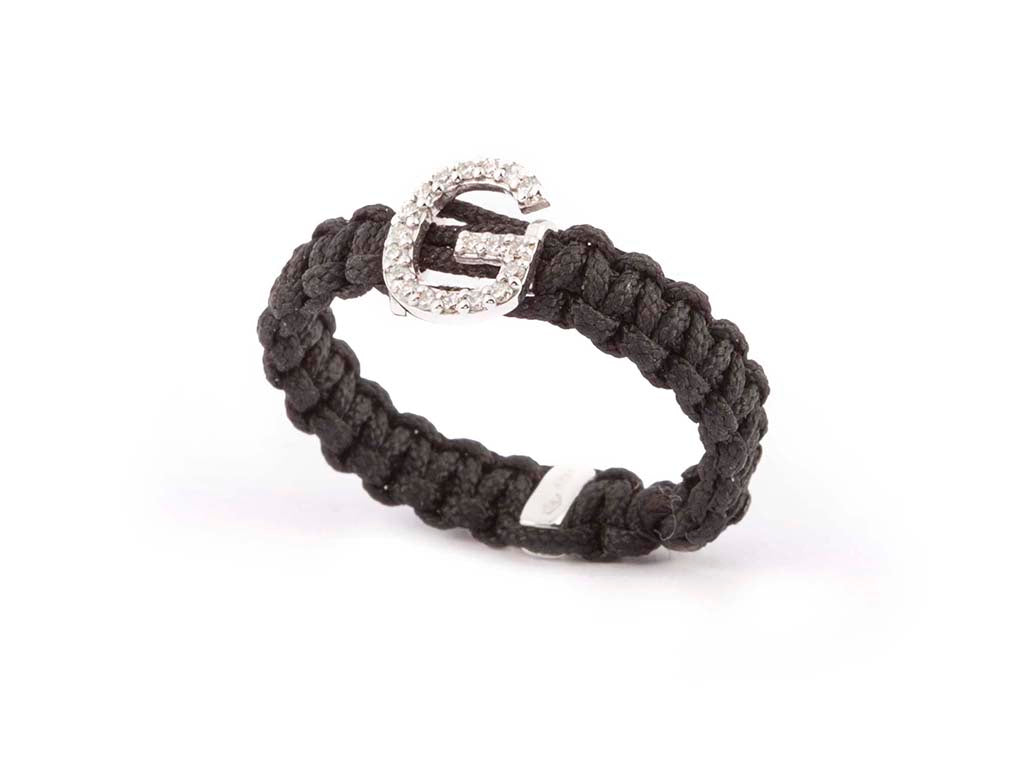 Black Tabular Thin Ring Letter G