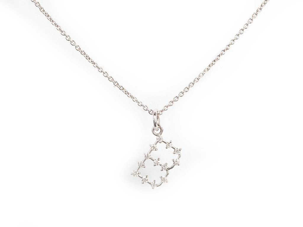 White Gold Omet Necklace Letter B with Diamonds