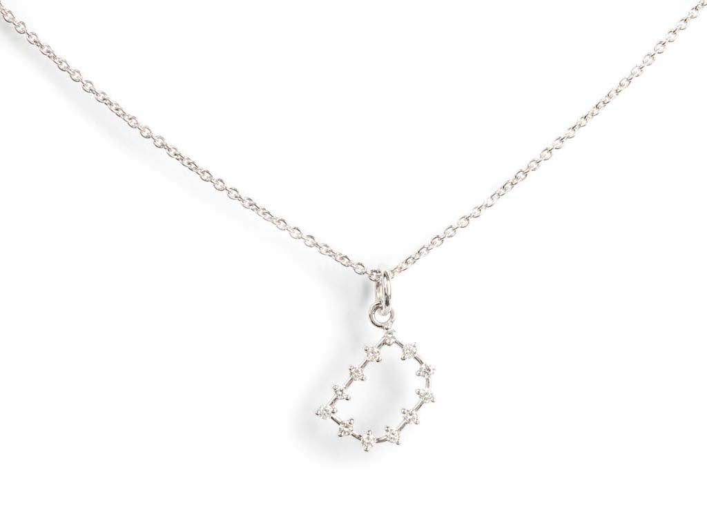 White Gold Letter D Necklace with Diamonds