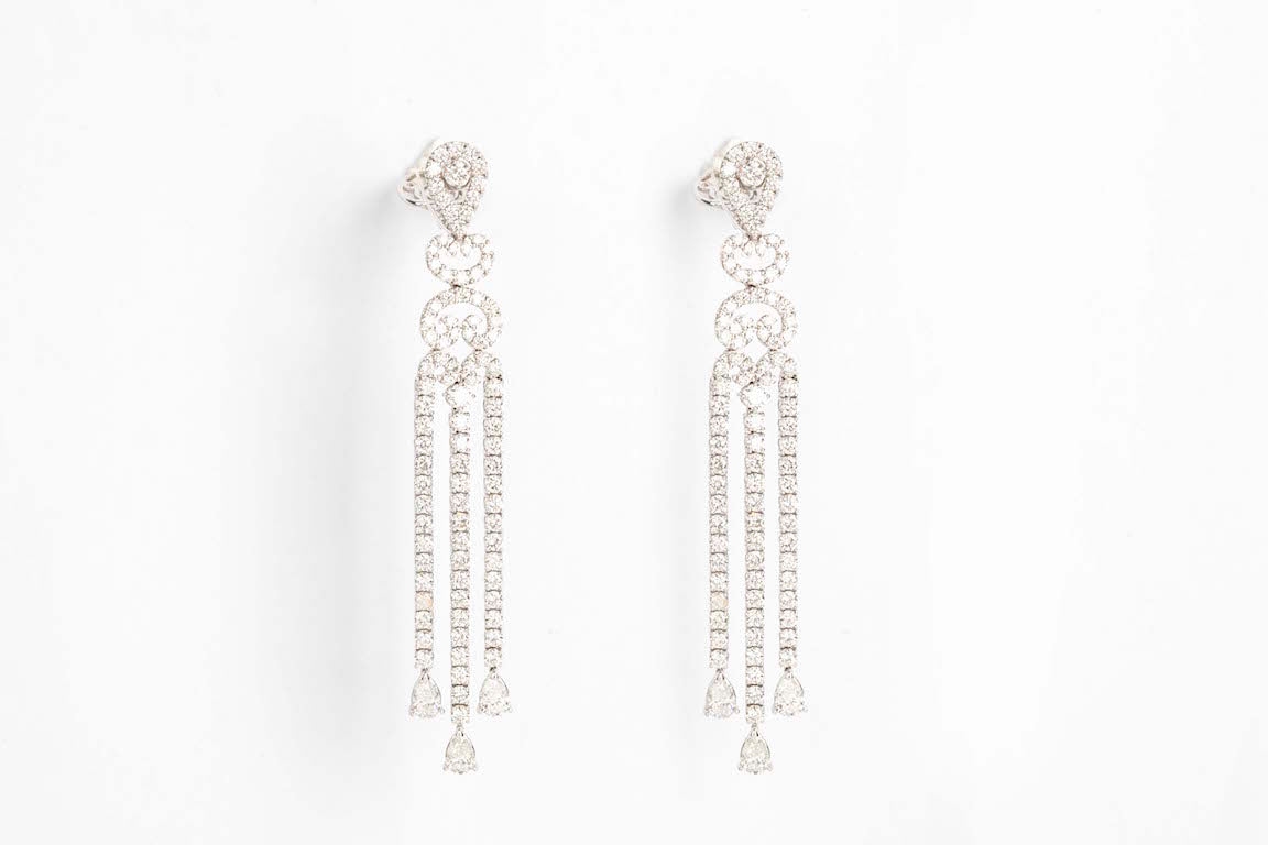 White Gold Diamond Chandelier Earrings