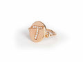 Rose Gold Round Pave Ring Letter T Diamond