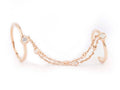 Pink Gold Double Ring With Chain & Diamond Dots