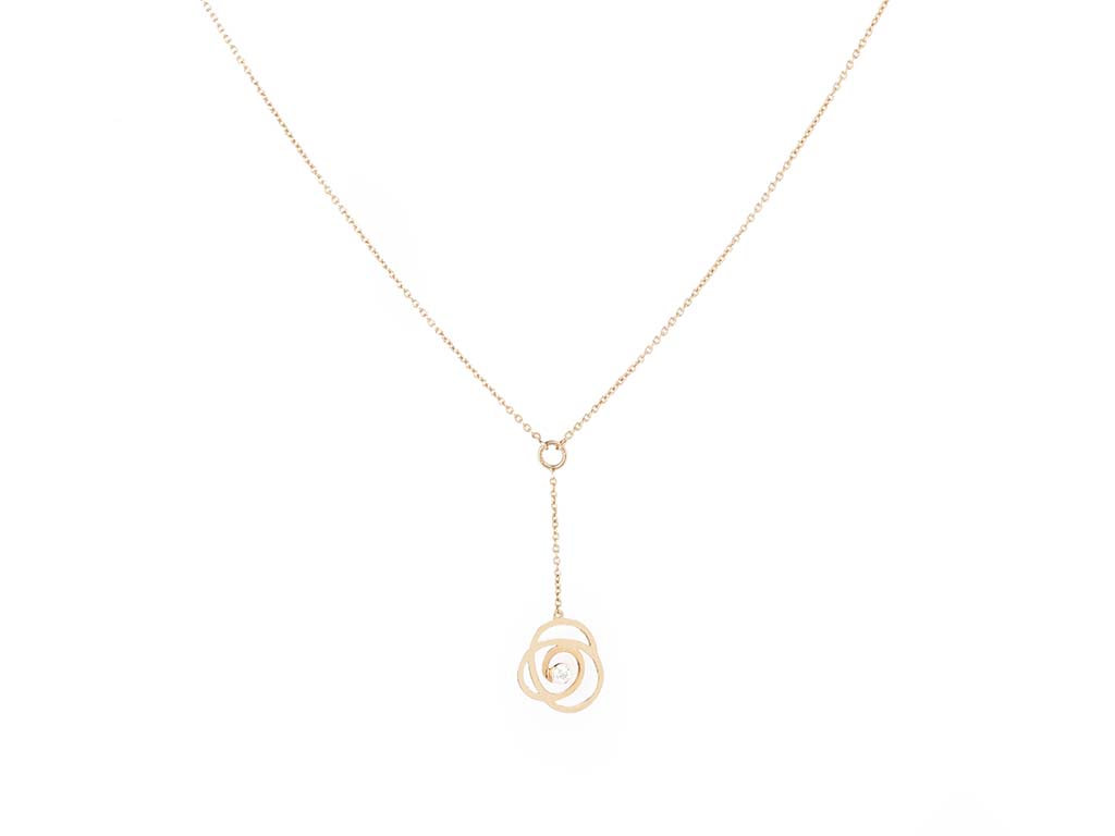 Rose Gold Necklace with Flower and Diamonds