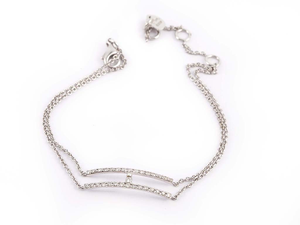 White Gold Initial H Bracelet with Diamonds