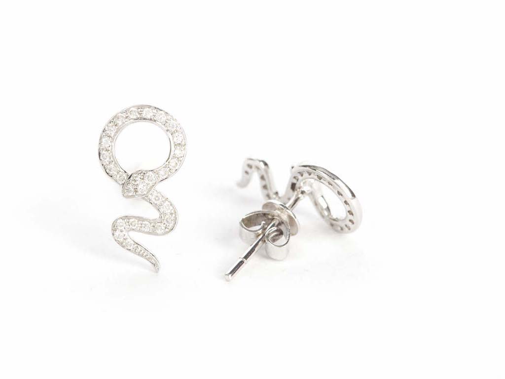 Earrings Snake Gold with Diamonds