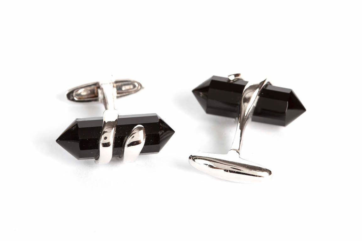 White Gold Cufflinks with Onyx