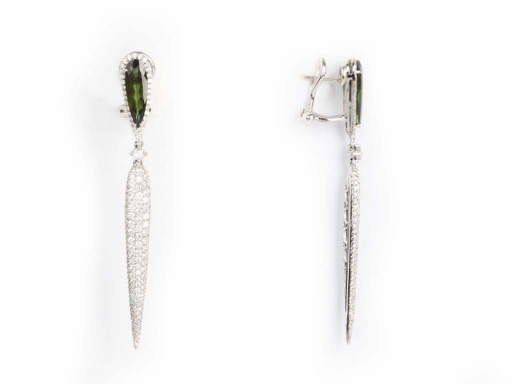 Diamond Earrings with Tourmaline