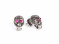 White Gold Skull Earrings with Black Diamonds