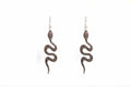 Rose Gold Twisted Snake Earrings with Brown Diamonds