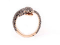 Twisted Rose Gold Snake Ring with Diamonds