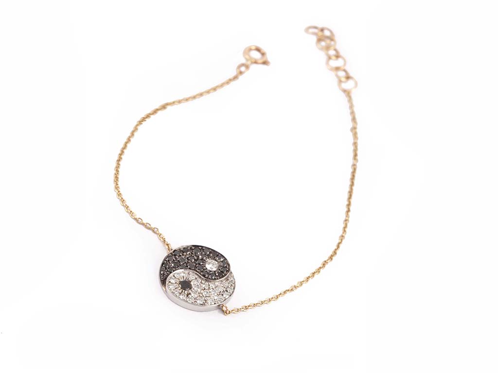 White Gold Yin Yang Sign with Diamonds