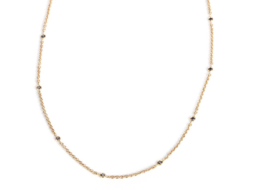 Necklace Rose Gold Spaced Black Diamonds