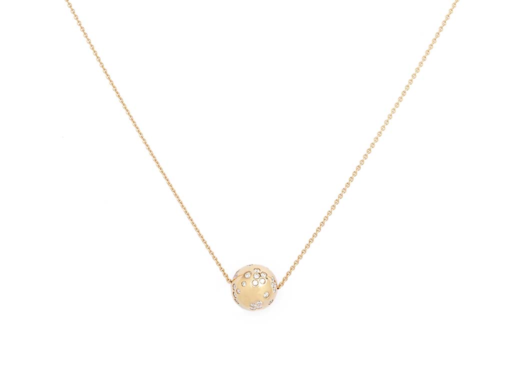 Rose Gold Necklace with Small Diamond Ball