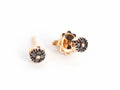 Small Round Rose Gold Earrings with Black Diamonds
