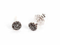 Small Round White Gold Earrings with Black Diamonds