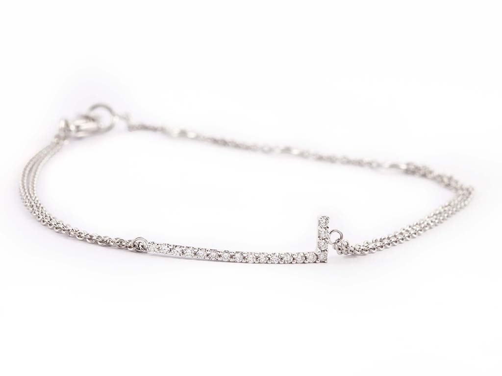 White Gold Initial Bracelet Letter L