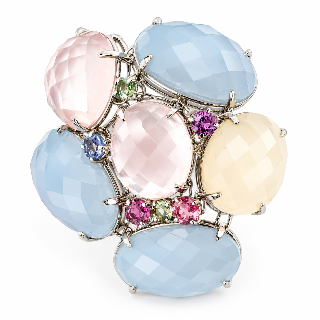 RING MOON STONES, CALCHEDONY, QUARTZ, SAPPHIRES