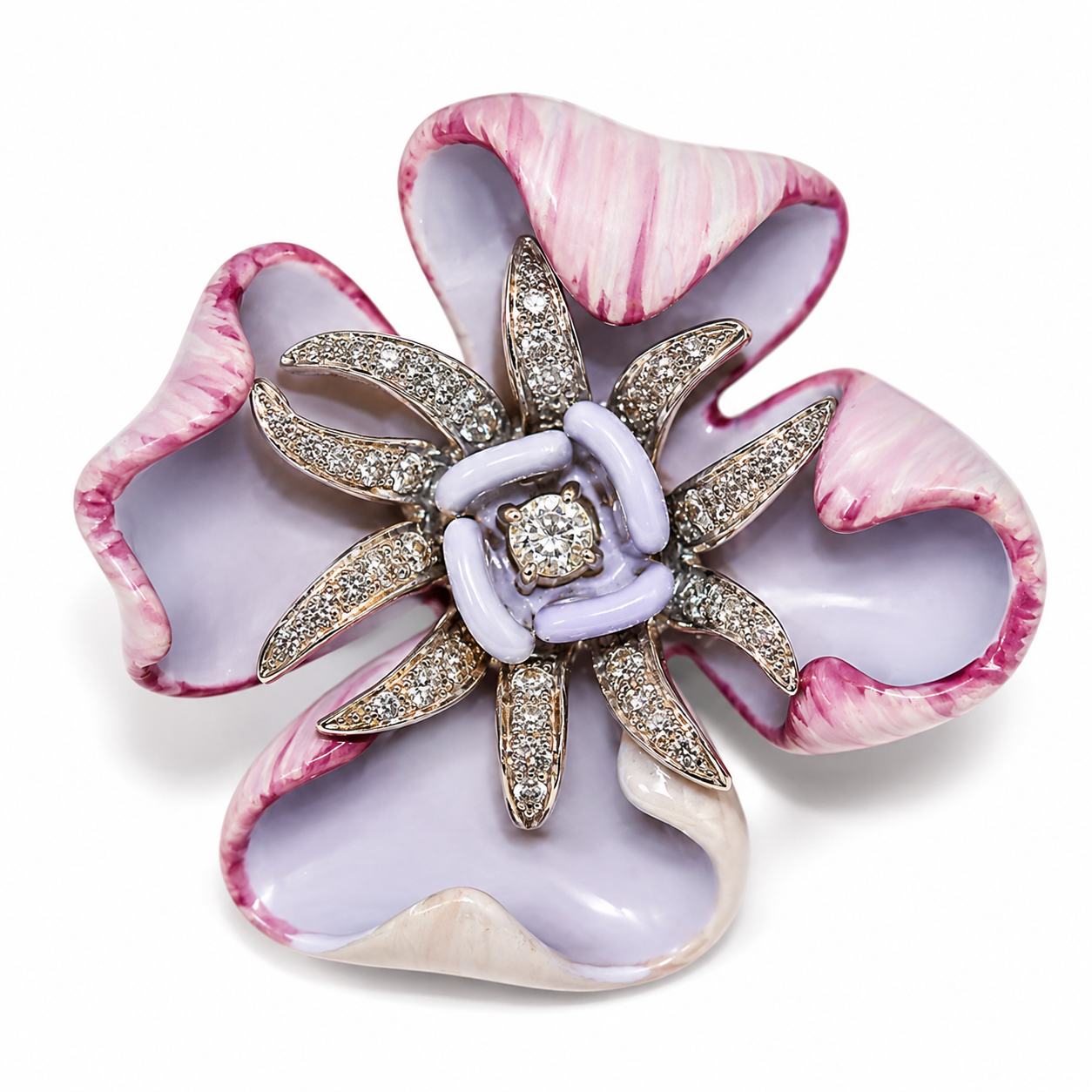 RING DIAMONDS, FUKSIA ENAMEL
