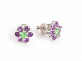 White Gold Flower Earrings with Amethyst