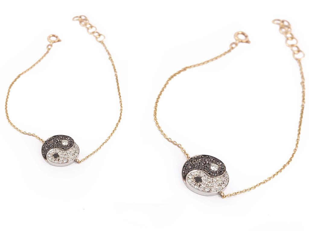White Gold Yin Yang Sign with Diamonds