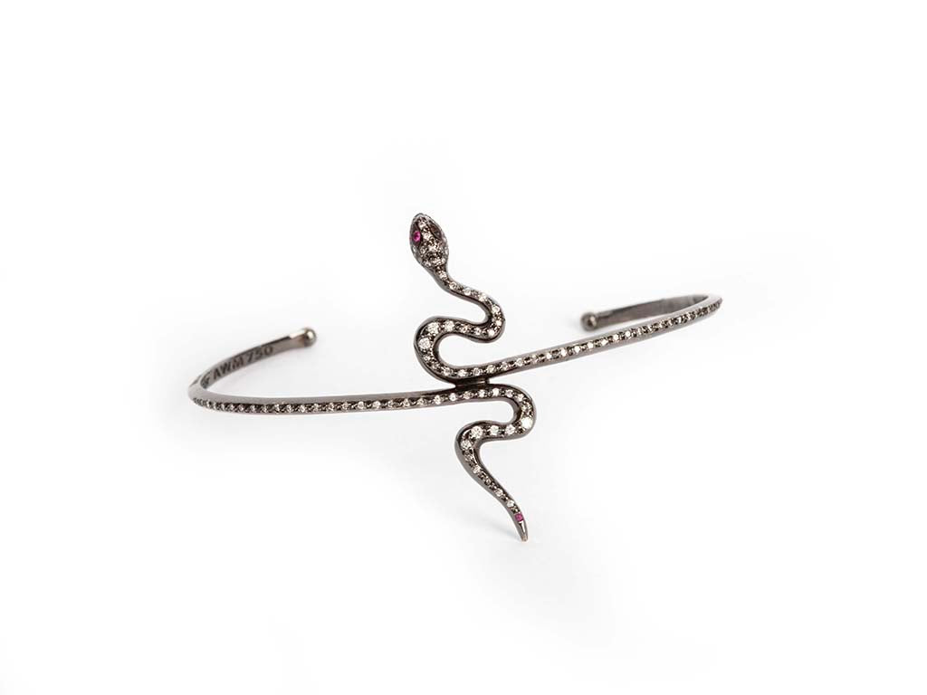 Black Gold Bangle Snake Design