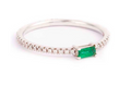 White Gold Diamond Ring with Emerald Center