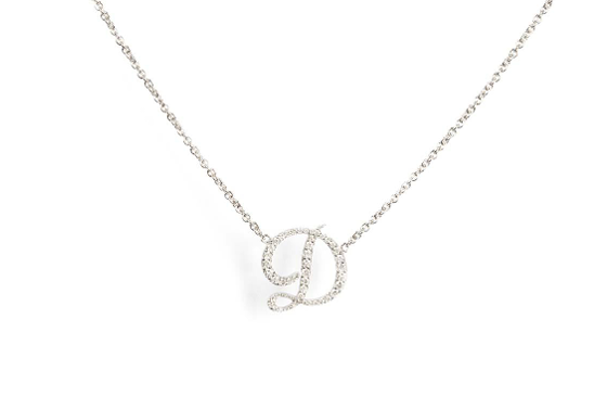 White Gold Necklace with Letter D in Diamonds