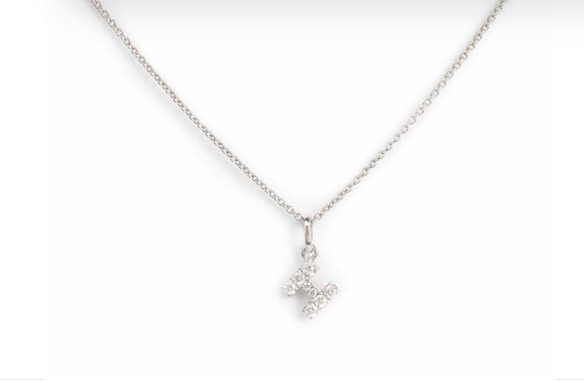 Small White Gold Letter H Necklace with Diamonds