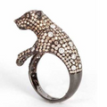 Gold Panther Ring with Brown Diamonds
