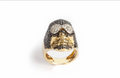 Yellow Gold Skull Ring with Diamonds