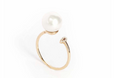 Rose Gold Ring with Diamonds & Pearl