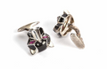 Cufflinks Tiger Face Black & Red 800Enamel