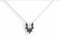 Black Gold Bat in Black Diamonds on Rose Gold Chain Necklace