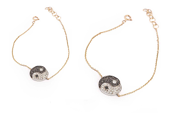 White Gold Yin Yang Sign with Diamonds Bracelet