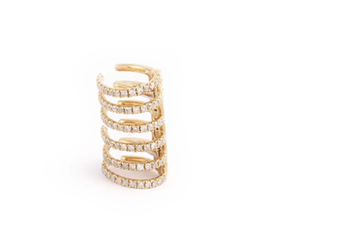 Yellow Gold Stripe Cartilage Single Earring