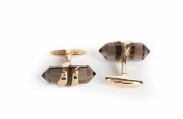 Cufflinks on Yellow Gold with Smokey Quartz