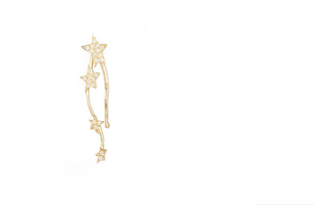 Yellow Gold Single Earring With 3 Stars