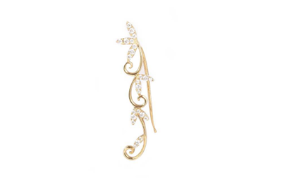 Pink Gold Single Earring With Flowers