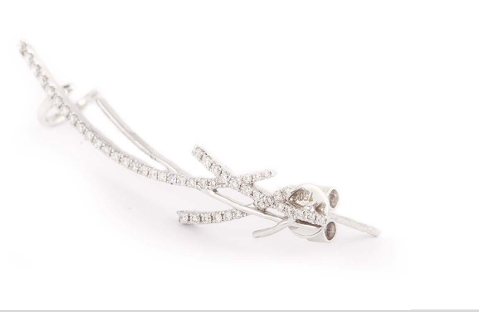 White Gold Single Earring With Multi-Bars