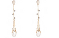 Pink Gold Long Earrings With Black & White Diamonds